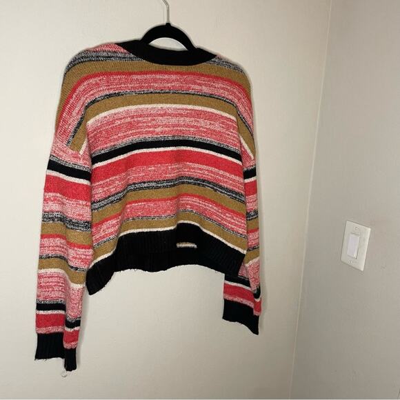 Nordstrom BP Striped Cropped Button Front Cardigan Sweater Women Size Medium - Picture 4 of 6